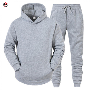 Chándales de algodón 100% para hombre, jersey de lana liso, colores sólidos, ajustados, con logotipo personalizado impreso, OEM - Product Image 4