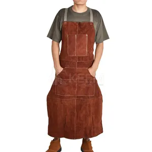 Welding Apron Pu Leather Welder Protect Clothing Carpenter Black-smith Garden Cowhide Clothing Leather Working Apron