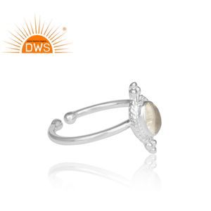 Bague ajustable en argent fin pour femme, bijou fait à la main, gros cristal ovale, pierre précieuse, possibilité de vente en gros - Product Image 3