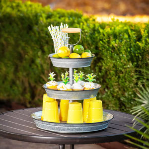 Bandeja de Metal galvanizada para exteriores, bandeja decorativa de acabado rústico para servir comida - Product Image 2