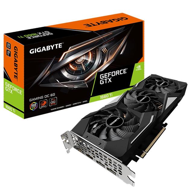 Used GIGABYTE GeForce GTX 1660 Ti GAMING OC 6G WINDFORCE 3X Cooling System with Alternate Spinning Fans Graphics Card