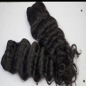 Extensions de cheveux indiens bruts Remy Deep Wave Machine Double Weft Bundles 5x5 Full Cuticle Aligned Natural Wavy Straight Hair - Product Image 3