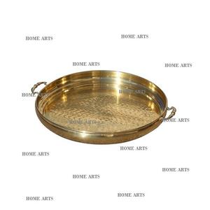 Plateau de service de nourriture en laiton de conception classique forme ronde plateau de dessert de collations de taille personnalisée au prix le plus bas - Product Image 4