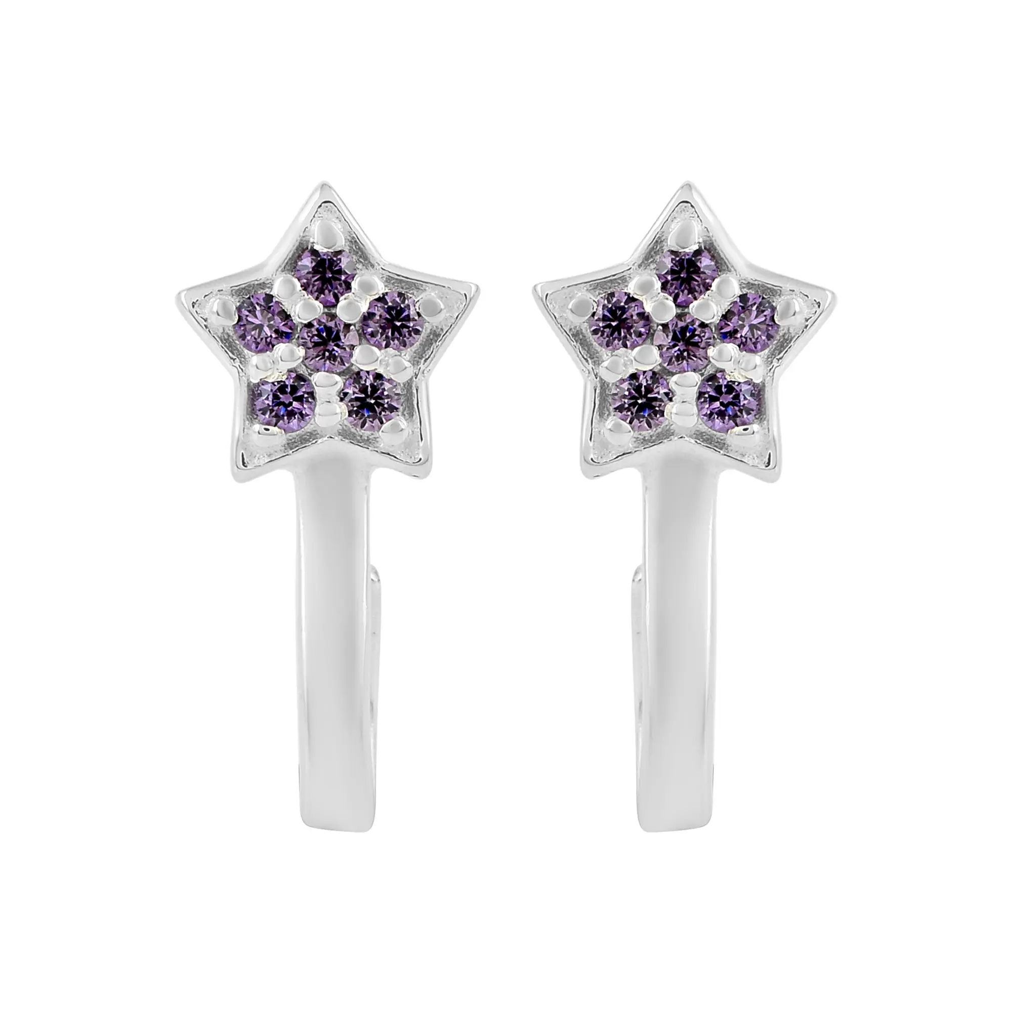 Sterling Silver minimalis Chunky Star Stud Amethyst batu permata kancing anting grosir ringan Harga Terendah perhiasan