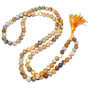 Ágata amarilla con cinta, 108 cuentas, Jap Mala, 108 cuentas, precio bajo - Product Image 1