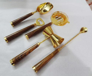 Jeux d'outils de barre à base de marbre, barres en or avec manche en bois et en métal, 17 pièces - Product Image 2