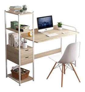 Escritorio de ordenador moderno con estantería y cajones, para el hogar y la Oficina