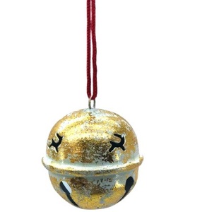GOLD JINGLE BELL RENDIAR CHRISTMAS HANGING DECORATION HANGING ORNAMENT HIGH QUALITY METAL HOME DECOR CLASSIC DESIGN - Product Image 1