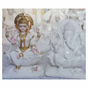 Pure White Marble Laxmi Ganesh Statue