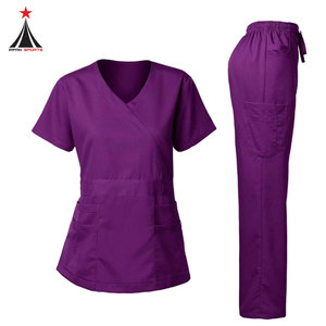 Uniforme elástico bueno y cómodo Hospital Completo alrededor de cierre elástico Conjunto de uniforme de hospital enfermera de limpieza - Product Image 1