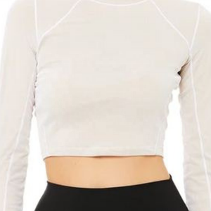 Oem Logo Nuevo Diseño Mujeres Visión Manga Larga Crop Top - Product Image 2