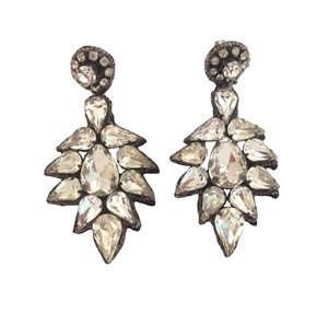 Boucles d'oreilles pendantes en cristal en forme de goutte, faites à la main, avec strass argentés, par le meilleur fabricant indien, pour femmes, idéales pour les soirées – Vente chaude - Product Image 1