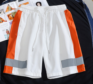 Pantalones cortos de calle de bloque de color púrpura para hombre, pantalones cortos informales de verano a la moda con cordón y cintura elástica - Product Image 5