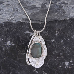 Labradorite เหลี่ยมเพชรพลอย925เครื่องประดับสร้อยคอเงิน - Product Image 2
