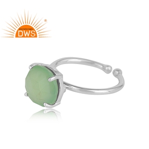 Bijoux de créateur en argent sterling 925, bague ajustable, Set de bagues en pierre précieuse de calcédoine, préhnite, vente en gros - Product Image 2