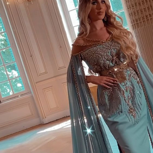 NICE LOOKING CAFTAN DRESS EMBROIDERY OF DABKA, CRYSTAL GLASS BEADS,GLASS STONE WORK FOR PARTY-WEAR @ 2022 - Product Image 1