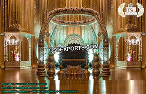 Jaspe de paon doré de luxe pour mariage indien, en Fiber, Set de styliste, mariage élégant, royaume-uni - Product Image 4