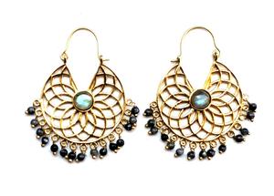 Boucles d'oreille en pierres Labradorite, bijoux sous forme de perles, pierres, style bohème - Product Image 3