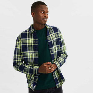 High Quality Cotton Polyester Blend Turn Down Collar Quilted Liner Mens Plaid Button Down Shirt <b>Jacket</b> - Product Image 4