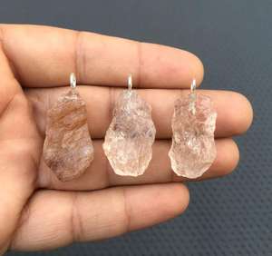 3ชิ้นพลอยทองแดงธรรมชาติอัญมณีเจียระไนแบบไม่ผ่านการบำบัดเสน่ห์หยาบจี้92.5เงินสเตอร์ลิงทำด้วยมือ - Product Image 5