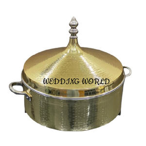 Casserole à double paroi en acier inoxydable Poli à la main en forme de rond Ustensiles de cuisine Chauffe-plats en métal - Product Image 5