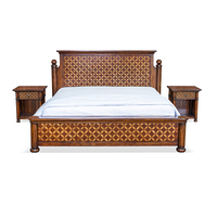 Base de Cama Tradicional de Caoba Sólida Batique, Diseño Clásico, Muebles de Dormitorio, Cama de Madera de Lujo para Hogar y Hotel