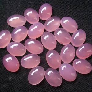 10mm 12mm Piedra de Calcedonia Rosa natural Oval Cabujón liso Piedras preciosas sueltas a granel Fabricación de joyas semipreciosas Nuevo último producto - Product Image 1