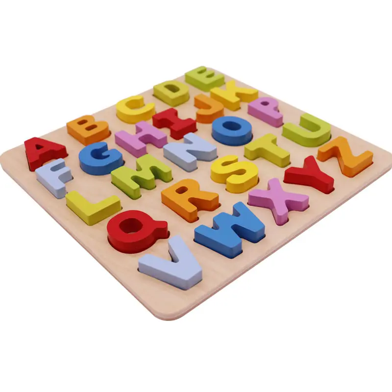 Vente chaude Article En Stock 26 Lettre A-Z Jeux D'apprentissage Enfance Éducatifs 3D Alphabet En Bois Puzzles Pour Enfants