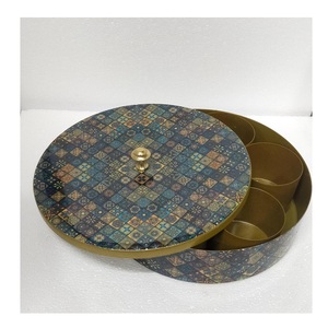 ชุดกล่องโลหะ Masala ดีไซเนอร์แบบโบราณ2ชิ้นจักระบาลานันออกแบบได้เองโลโก้กีฬางานฝีมือแบบจำลองขัดเงาสำหรับตกแต่งบ้านและโรงแรม - Product Image 4