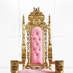 Silla de comedor de PC de lujo clásica moderna, respaldo alto, estilo Rey León, muebles dorados y rosas para sala de estar, apartamento para eventos de banquetes - Product Image 6