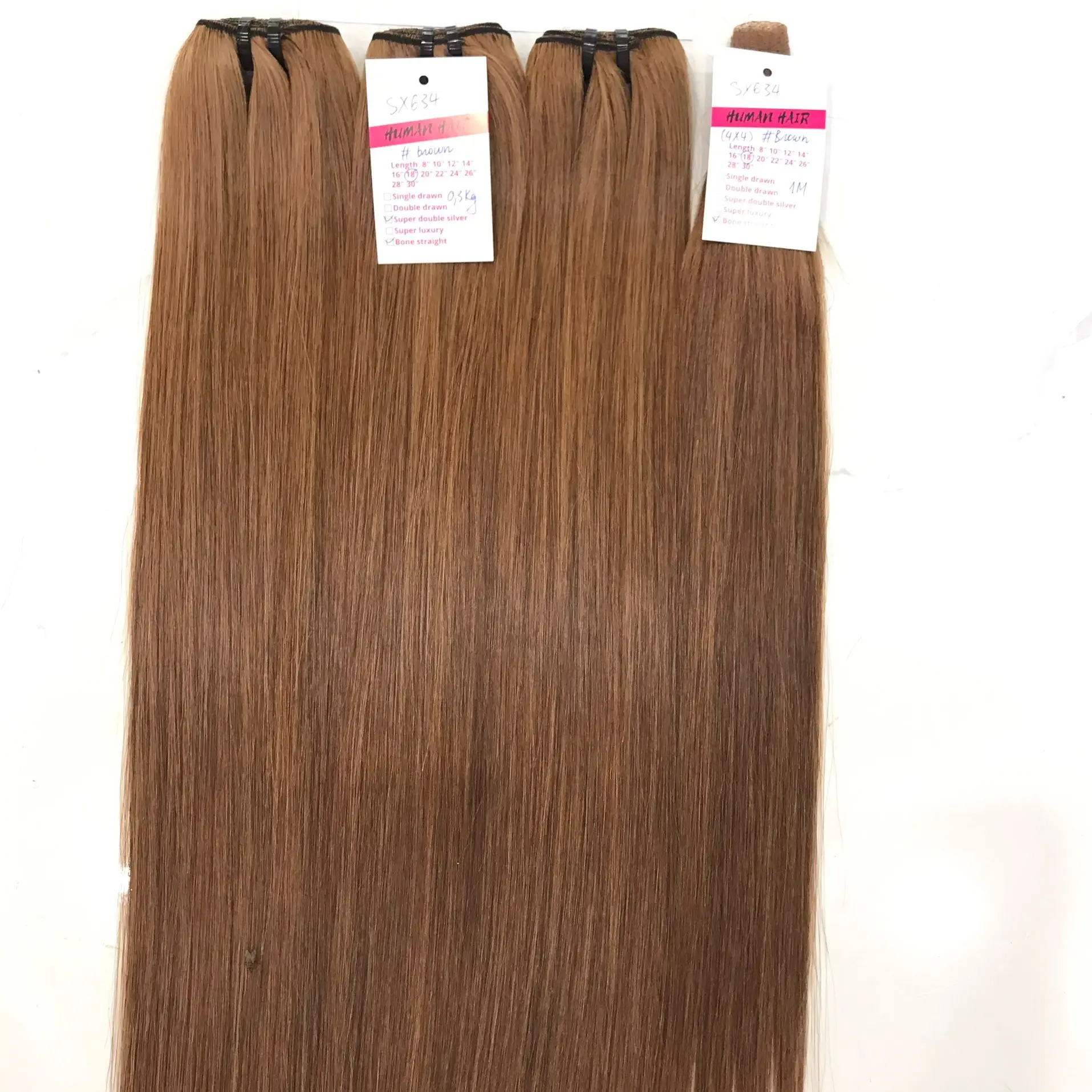 Extensión de cabello liso de hueso marrón, producto nuevo, venta al por menor, 2021
