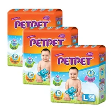 Pet Pet in Bulk Super Absorption Baby Disposable Diapers Mega For Sale L 3pack x 64 pcs