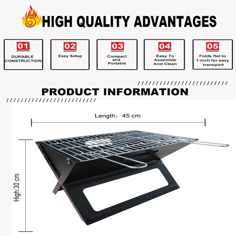 Hot Selling Outdoor Camping Black X Shape Portable Charcoal Table Folding BBq Grill fire pit fire table portable fire pit