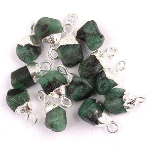 Breloques en pierre de lune arc-en-ciel brute, vente en gros, pendentif en argent galvanisé, boucle unique, connecteur de pendentif fait à la main - Product Image 2