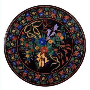 Plateau de Table basse rond en marbre noir - Product Image 1