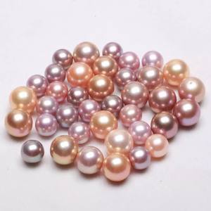 7.5-8mm naturel rose violet vraies perles en vrac perles rondes Akoya d'eau douce pour la fabrication de bijoux - Product Image 2