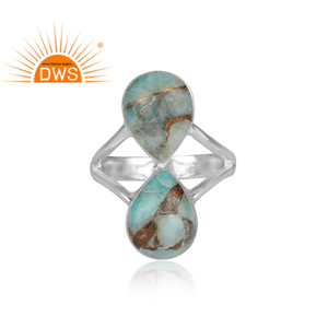 ทองแดง Amazonite แหวนพลอยเทอร์ควอยซ์ผู้ผลิต925เงินสเตอร์ลิงผู้หญิงเครื่องประดับแหวนผู้ผลิต - Product Image 1