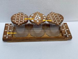 Plateau en bois pour produits artisanaux, lot de 10, grandes boîtes de rangement des aliments pour décor EID, artisanat de la maison, plateaux du RAMADAN - Product Image 2