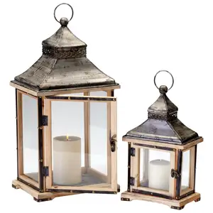Wholesale Price Best Selling Coloured and Polished Finish <b>Lantern</b> with Wooden Finish - Product Image 1