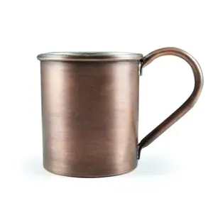 Caneca de cobre com cilindro de vidro, design autêntico, cor de cobre escovada, ideal para beber atividades ao ar livre, acampamento, item durável