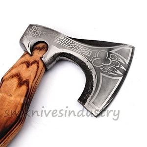 Échancrée en bois damas fait-main, 18 pouces, manche en bois trempé, belle axes (Smk1946) - Product Image 5