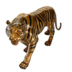 Leben größe wilden bronze tier tiger skulptur für park dekoration