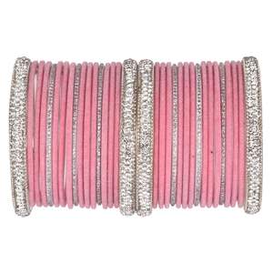 <b>Indian</b> <b>Bangle</b> Set CZ Crystal Velvet Bridal <b>Bangle</b> Bracelet for Women Jewellery Manufactures Wholesaler, Pink - Product Image 1