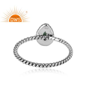 Emerald Gemstone Ring Oxidized Sterling Silver Twisted Wire Ring Handmade Silver Jewelry Manufacturer - Product Image 3