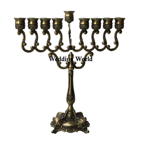Bougeoir de créateur fait à la main de qualité supérieure Menorah en métal nickelé Bougeoir en gros de couleur personnalisée - Product Image 4