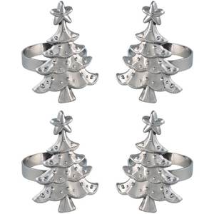 Anneaux de serviette en métal les plus vendus en argent fini avec l'arbre de Noël en forme pour la décoration de mariage - Product Image 1