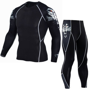Conjunto Deportivo de Alta Calidad en Poliéster/Algodón sin Costuras para Hombre, Camiseta Ajustada y Pantalones Ajustados para Gimnasio y Running - Product Image 1