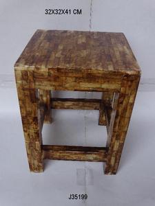 Taburete de cuatro patas de mosaico de hueso hecho a mano de alta calidad con patrones florales pequeños muebles para el hogar taburete decorativo de hueso al por mayor - Product Image 6