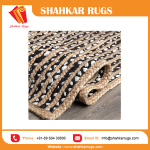 Meilleur Prix Jute Noir et Coton à Rayures Tapis en Peluche Motif Chevron Tapis de Chambre à Coucher en Soldes! - Product Image 3