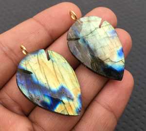 Top Qualité 2 Pièces Facettes Poire Forme Labradorite Naturelle 92.5 Pendentif En Argent Sterling Charmes En Argent Femmes Bijoux - Product Image 3